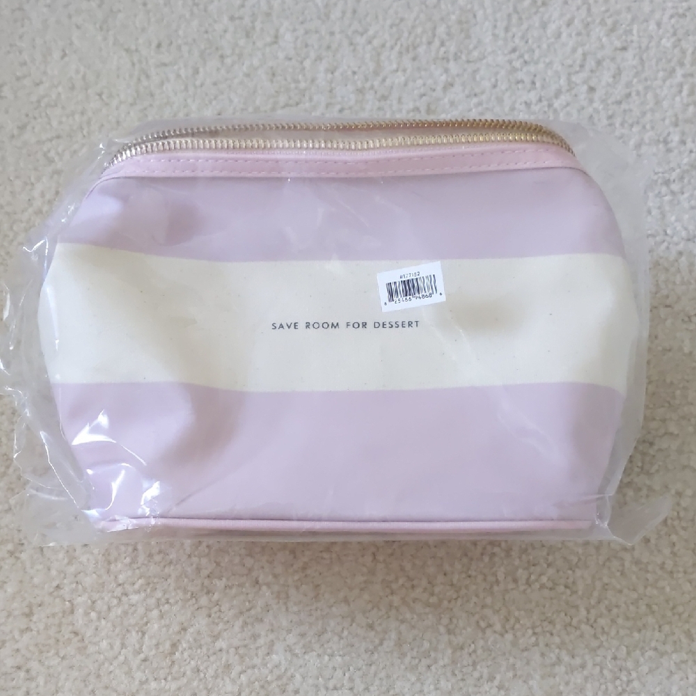 Kate Spade Blush Pink Ruby Striped Lunch Tote Insulated Cosmetic Bag